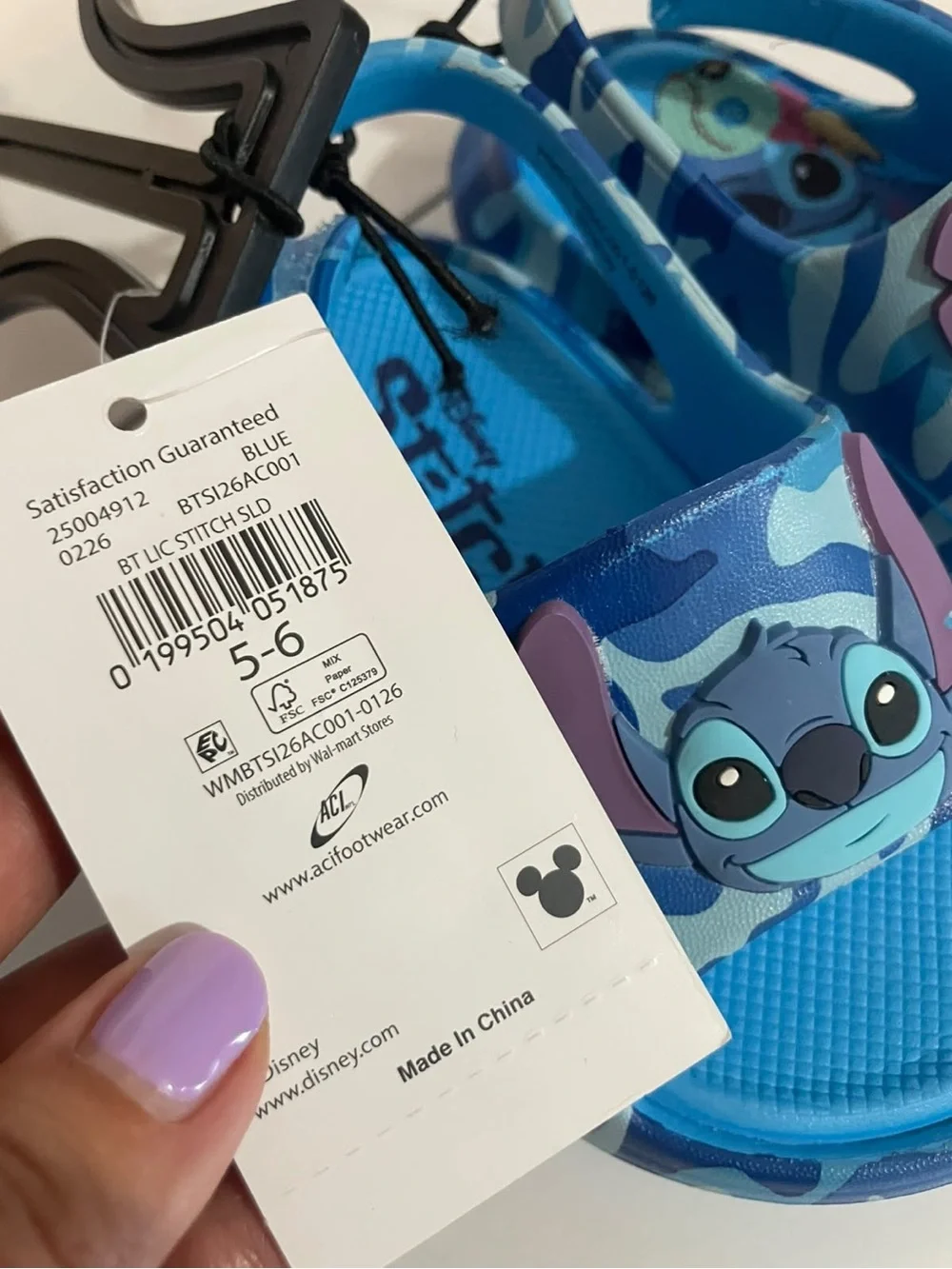 Disney Kids Blue Camo Stitch Slip-On Sandals